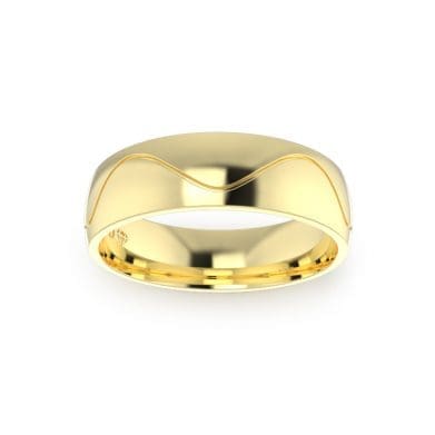 Gents-Wave Wedding-Ring-Yellow-Gold-6mm-Top