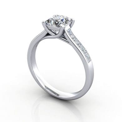 Engagement Ring, Princess Cut, RSA2, Platinum, 3D